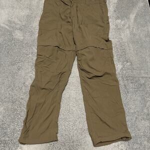 Ll Bean Pants Mens XXL Tall Green Brown Nylon Convertible Zip Off Shorts